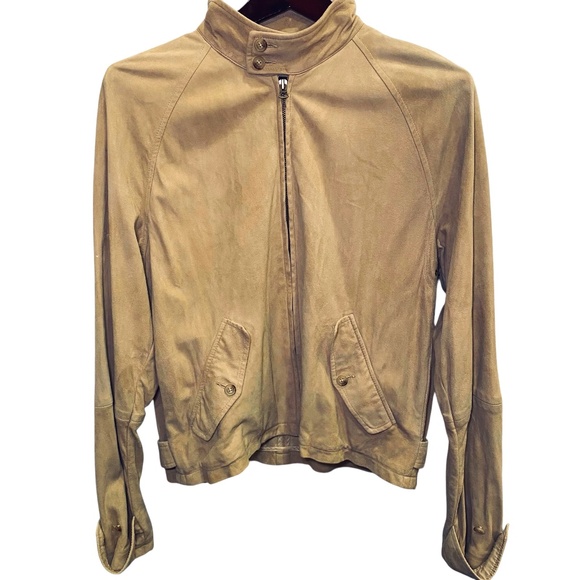 Soft as butter vintage Ralph Lauren Blue tag tan suede jacket. Sz L
